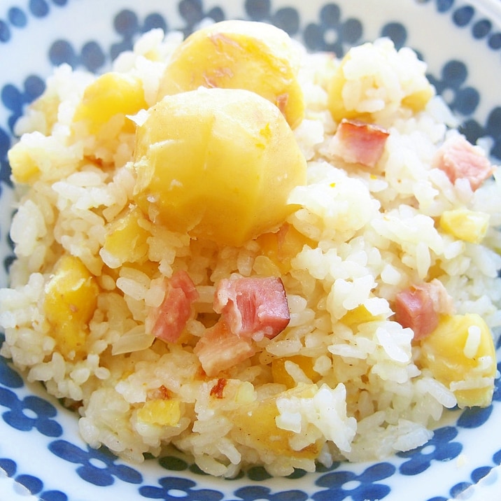 栗とベーコンのピラフ♪炊飯器で簡単に!